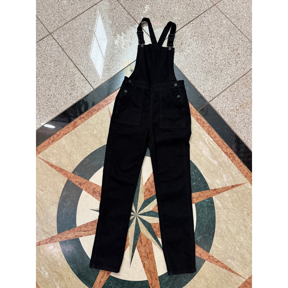 Madewell Women Black Denim Overalls Slim Straight Leg C9646 Size S